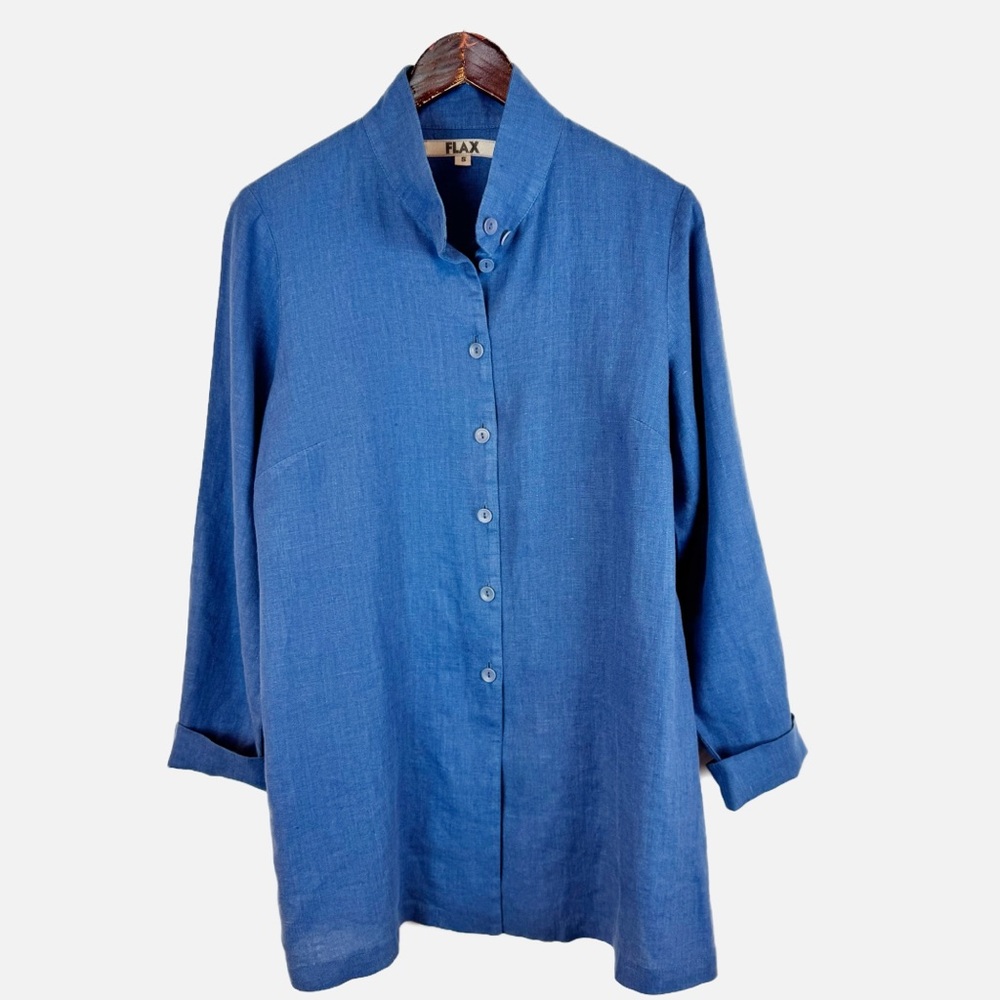 Flax | Blue 100% Linen Lightweight Jacket, S